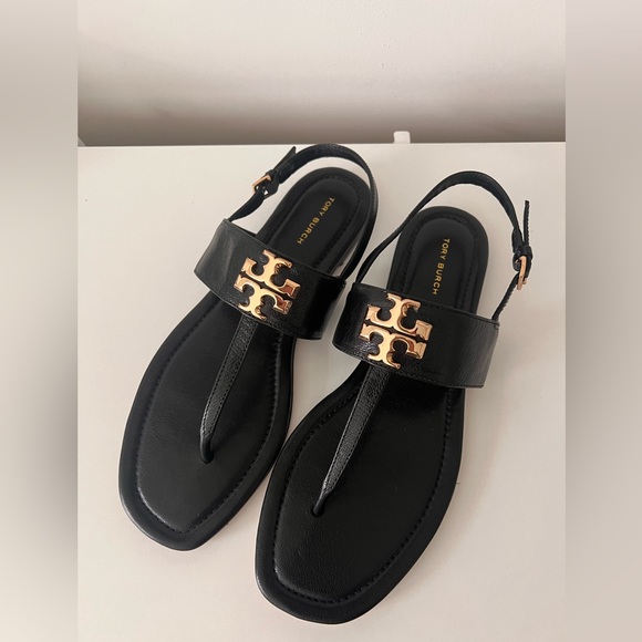 Tory Burch Black Sandals with Gold hardware NWT - Picture 5 of 11